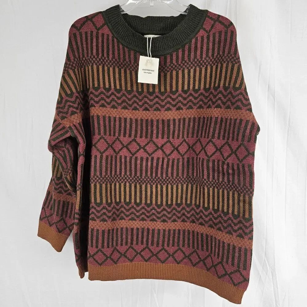 And The Why Red Orange Gray Knit Sweater Soft Women's Size M/L Cosby